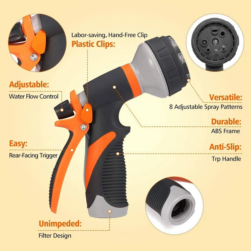 

Garden Sprinkler, Courtyard 360 Degree 3 Arm Rotating Sprinkler & Water Hose Nozzle with 8 Adjustable Watering Spray
