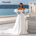 Элегантные пляжные свадебные платья трапециевидной формы с длинными рукавами, модель 2021 года, свадебные платья для вечеринки в стиле бохо, вечерние нее платье принцессы