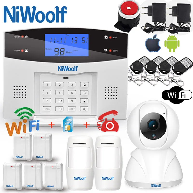 Wifi PSTN GSM сигнализация совместима с 433 МГц беспроводной/проводной детектор датчик двери сигнализация Умный дом релейный выход телефон приложение