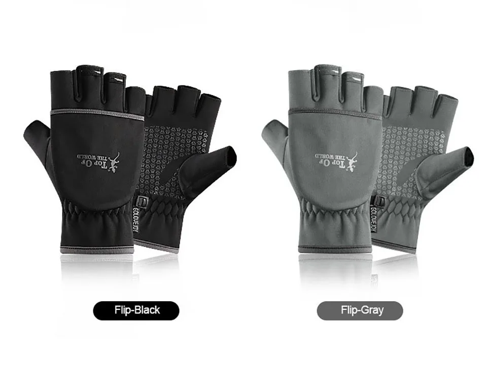 Luvas de Pesca Sensível ao Toque Anti-deslizamento ao ar Inverno Quente Dedo Metade Flip Cover Tela Respirável Livre Ciclismo Caminhadas Luvas 2 10 metade dedo flip cover tela sensível ao