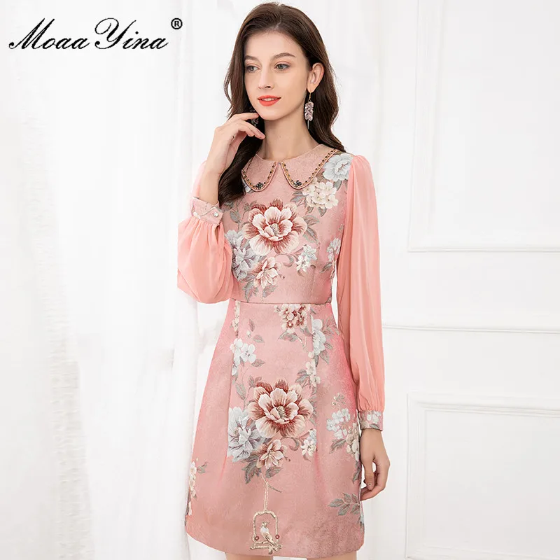 

MoaaYina/модное дизайнерское платье; Осеннее женское платье с длинными рукавами и цветочным принтом; Элегантные вечерние платья с бусинами