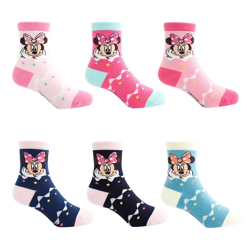 Disney Children's Socks Autumn And Winter Cotton Socks Thickening Baby 3-9 Years Old Cartoon Stretch Comfortable Cute Kids Socks