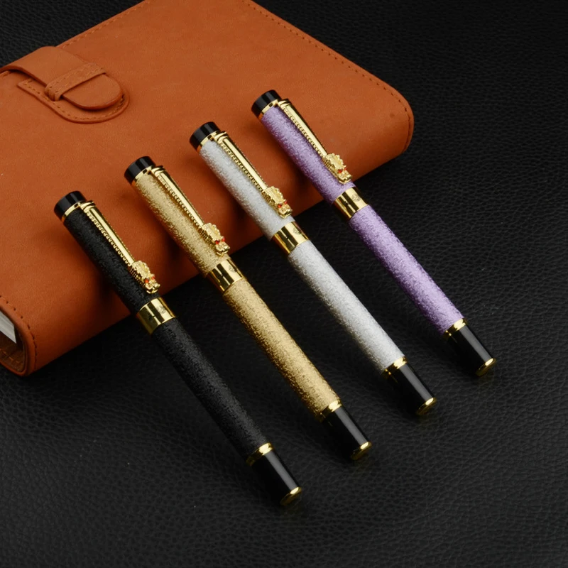 Ручка перьевая классическая с кристаллами дракона металлическая ручка для