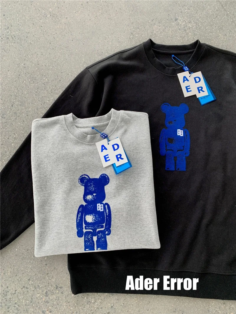 

Толстовки с надписью «ошибка» для мужчин и женщин, 1:1, высокое качество, голубой мультяшный медведь, логотип «Adererror», толстовка с круглым выр...
