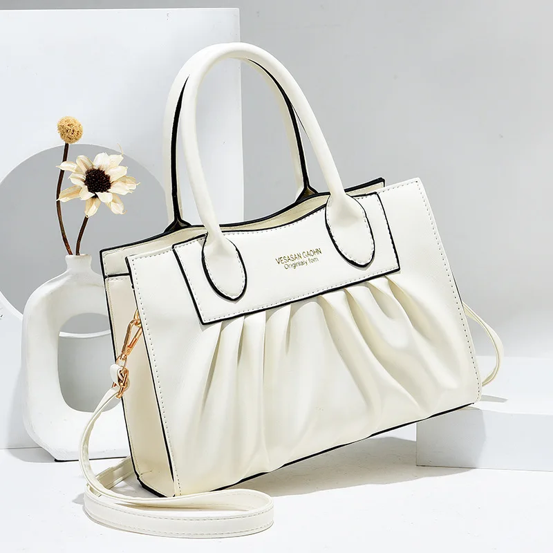 

Ins Pleated Trendy Handbag Women's Autumn 2021 New Fashion All-match Commuter Ladies Simple One-shoulder Messenger Bag