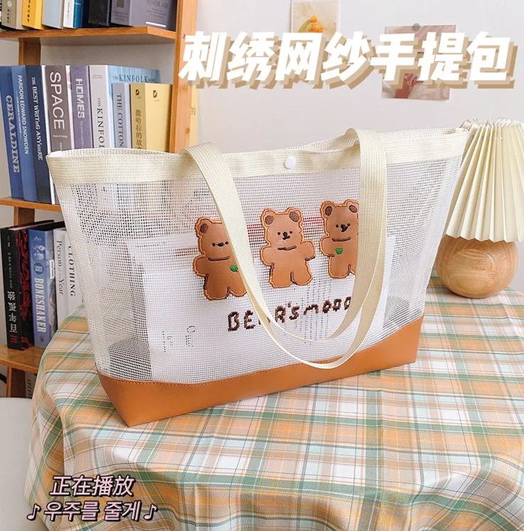 

Kawaii Cartoon Style PVC Swim Reusable Shopping Bag Women's Beach Bag Shopper Bag Waterproof Handbag Lunch Tote hik Shoulder Bag