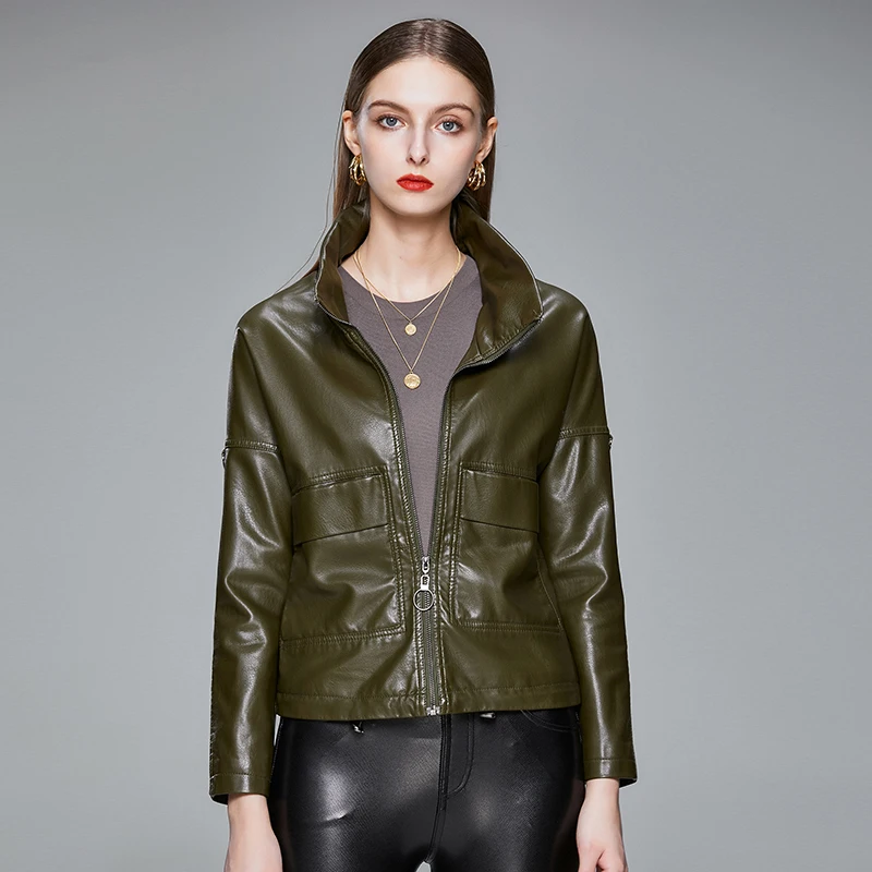 

Fashion Slim Women Faux Leather Pu Jacket Casual Biker Motorcycle Jackets Female Punk Streetwear Spring Autumn Short Coat Hooded