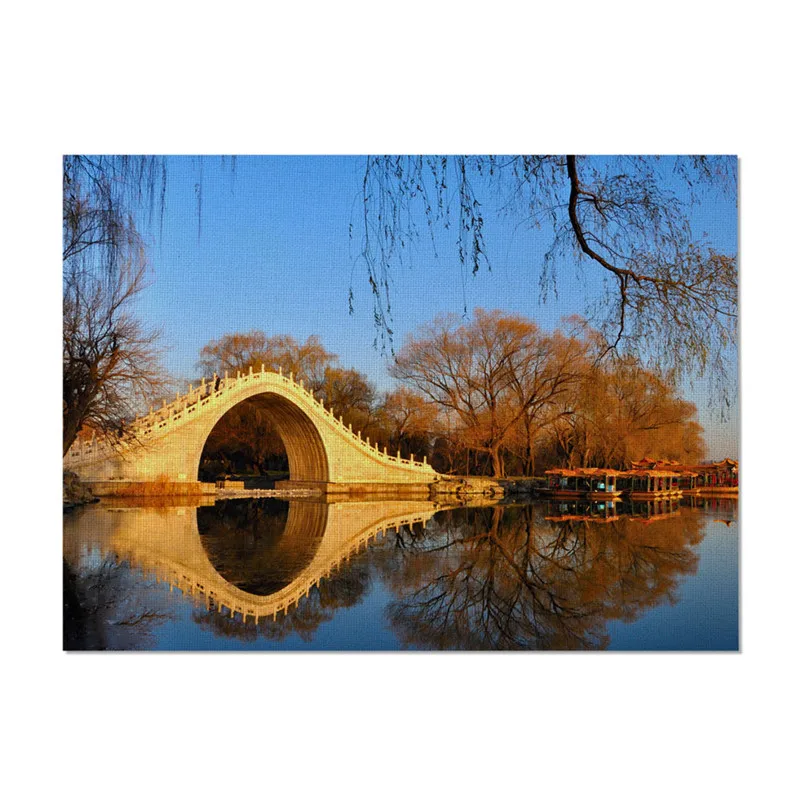 Fuwatacchi Настольный коврик с пейзажным узором, противоскользящий, водонепроницаемый, полиэстер, кухонный коврик, однотонный коврик для кухни, декор стола, для дома - Цвет: CD04576