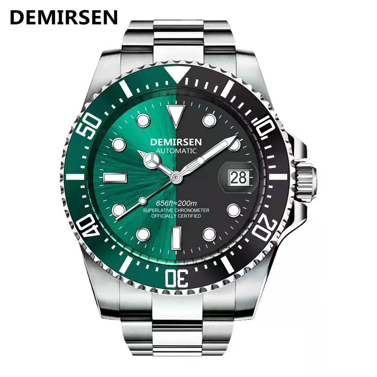 Demirsen Men Mechanical Watch Automatic Date Fashion Luxury Brand Sapphire Diver Waterproof Clock Male Luminous Wristwatches