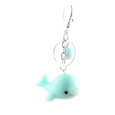 Blue Dolphin Милый аниме-брелок для ключей Медведь Печать дельфин брелки Пингвин сумка с Китом Шарм для девочек брелок для ключей креативный подарок Kpop аксессуары - Цвет: Blue Dolphin