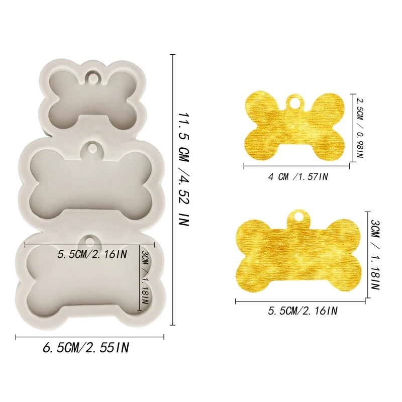 

Crystal Epoxy Resin Mold Dog Tag Bone Shaped Keychain Casting Silicone Mould DIY Crafts Decoration Key Chain Pendant Making Tool