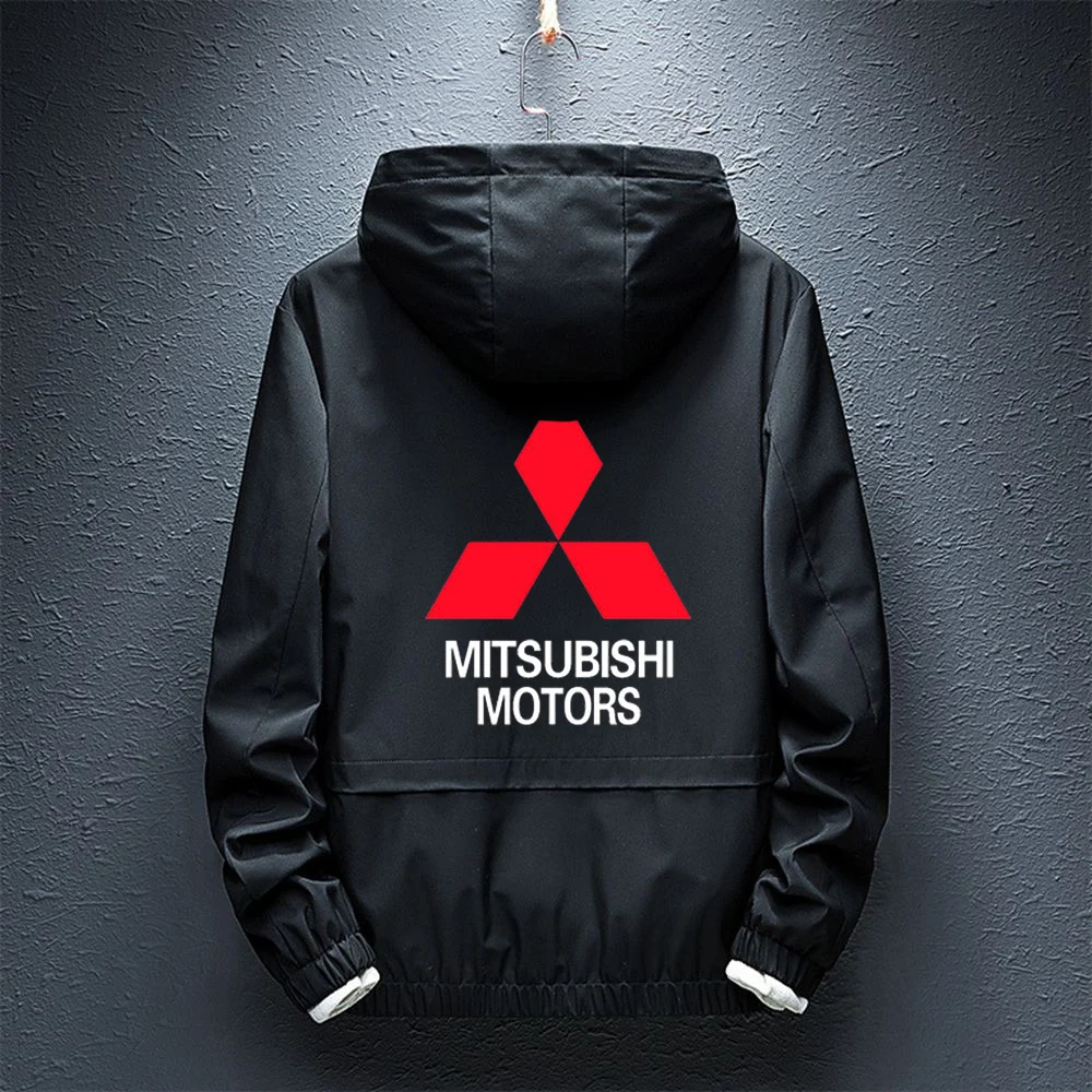 

New Mitsubishi Motors Classic Car Logo Hoodies Splice Windbreaker rainproof Fashion Jacket Zipper Man Coats Autumn Tops