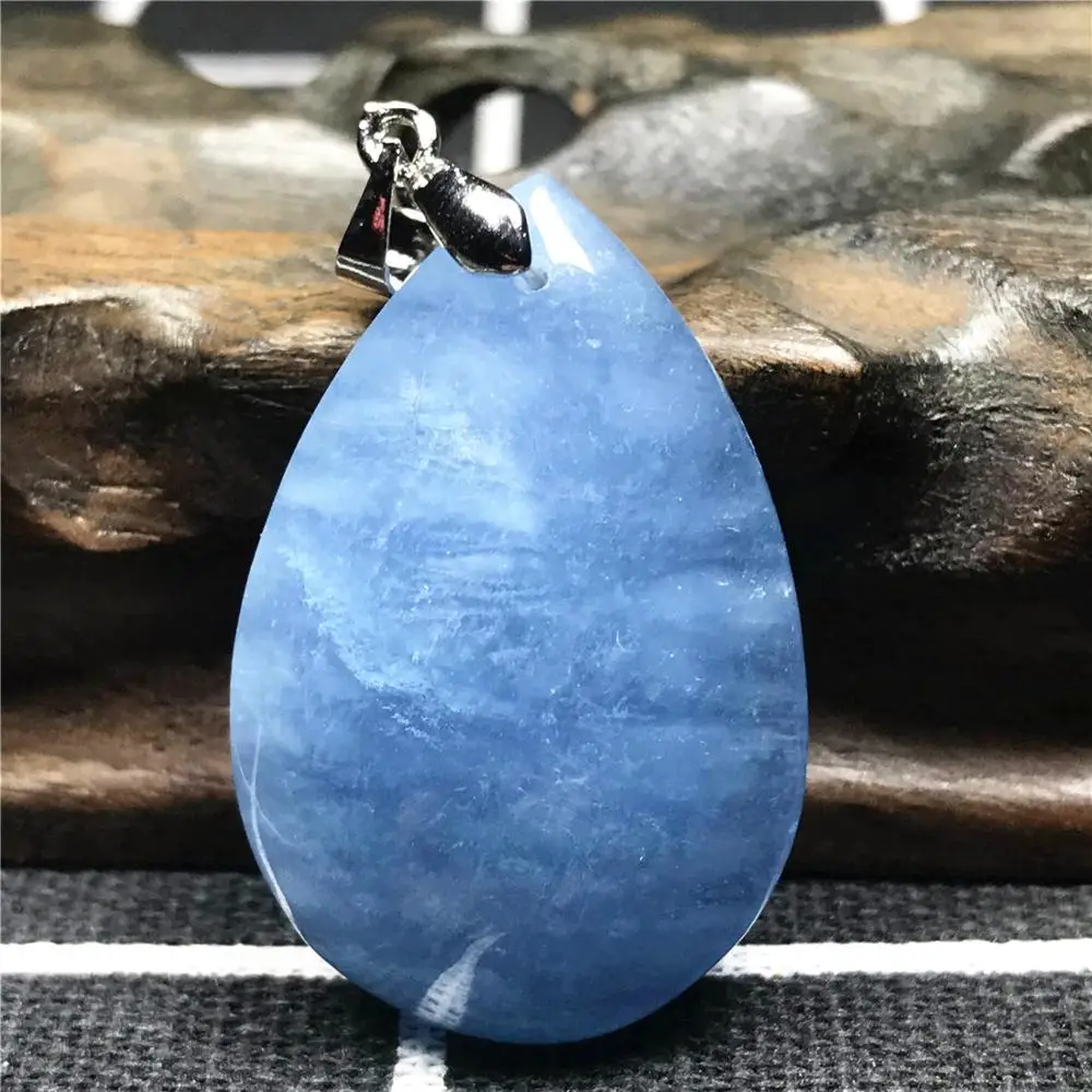 

Ожерелье с подвеской, натуральный синий океан, ювелирные изделия из аквамарина, для женщин, женщин, мужчин, прозрачное Серебро, 34x22x11 мм, буси...