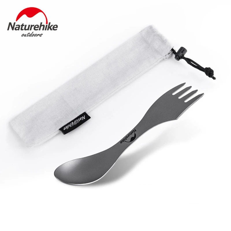 

NatureHike Titanium Multitool Fork Knife Spoon 3 in 1 Spork Ultralight Multifunction Dinner Flatware for Camping Hiking Cutlery