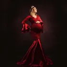 Lace Maternity Pregnancy Dress Photography Props Dresses Photo Shoot Mermaid Maxi Gown Pregnant Women Long sleeve Clothes