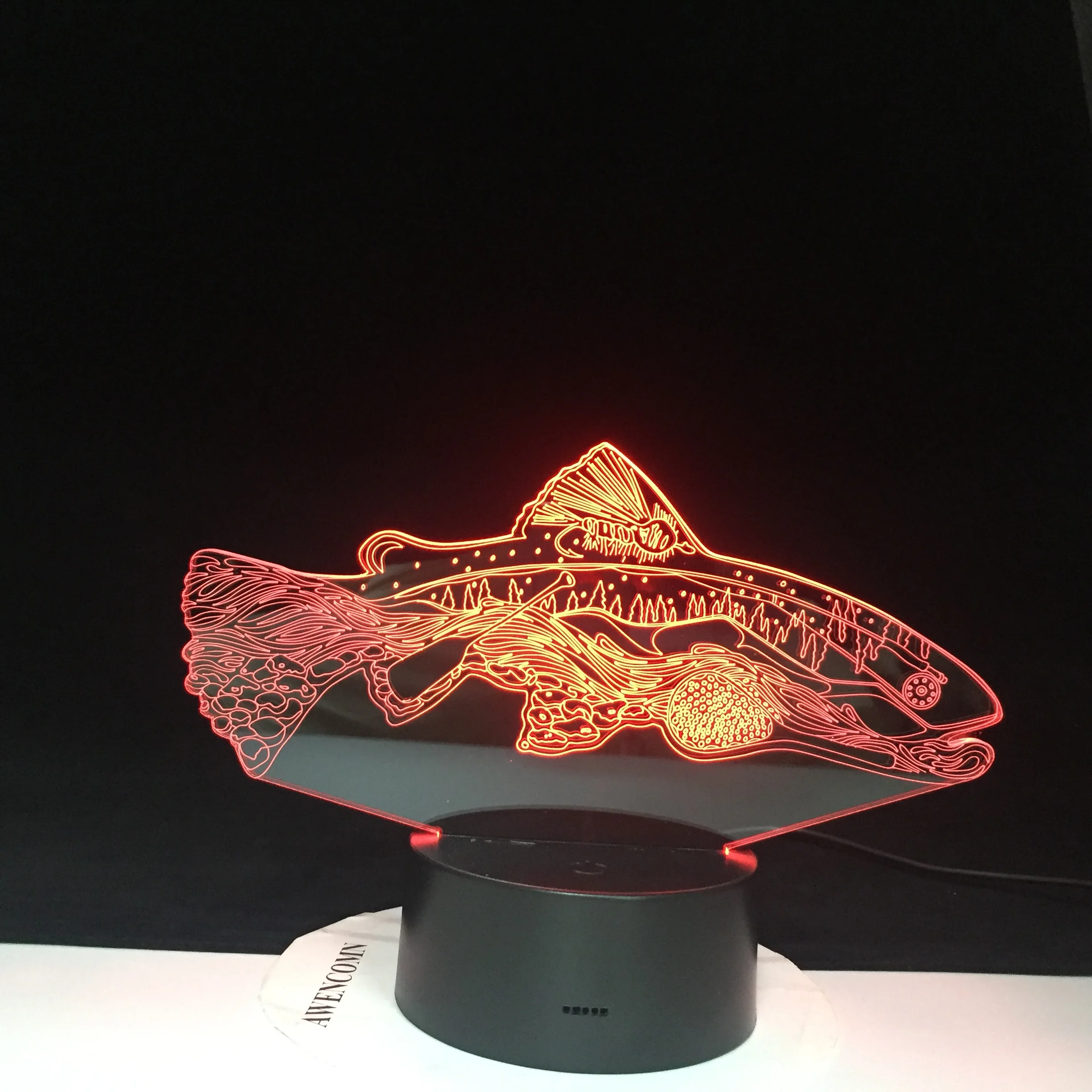 3D светодиодный ночник 7 цветов форма рыбы RGB настроение животное USB сенсорный