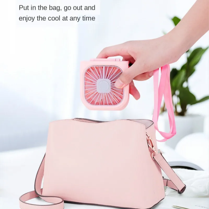 Koop Opknoping Nek Fans Mini Draagbare Vouwen Usb Kleine Ventilator Mute Power Bank Draagbare Handheld Desktop Multi Functie Lading Fan