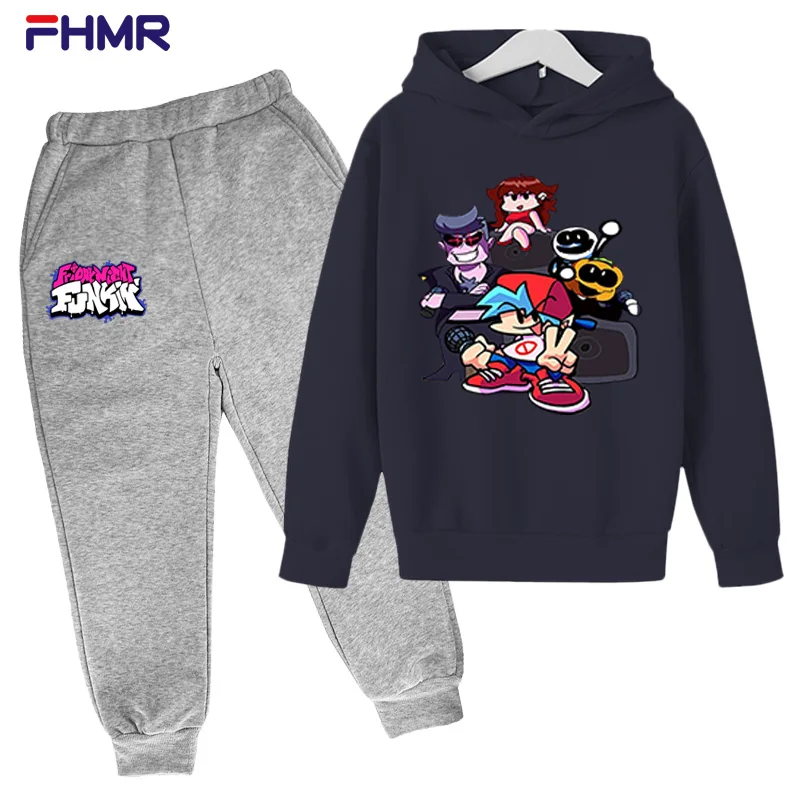 

2-12Age Children's Clothing Winter New Boys and Girls' Friday Night Funkin Suit Hooded Sweatshirts Sports Wear Children's Sets