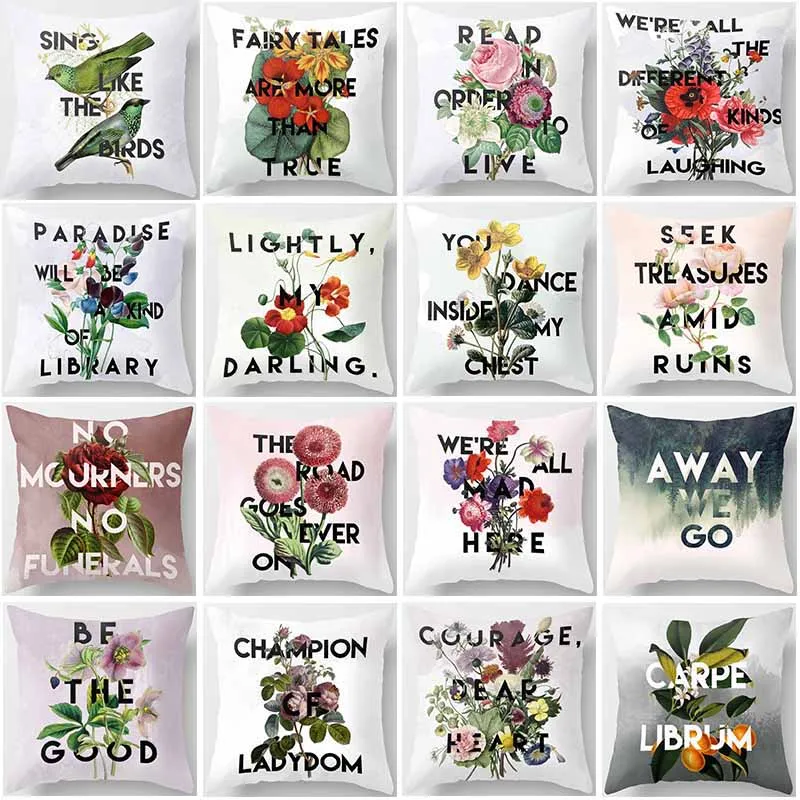 Лидер продаж Модный чехол для подушки с изображением красивых растений букв птиц