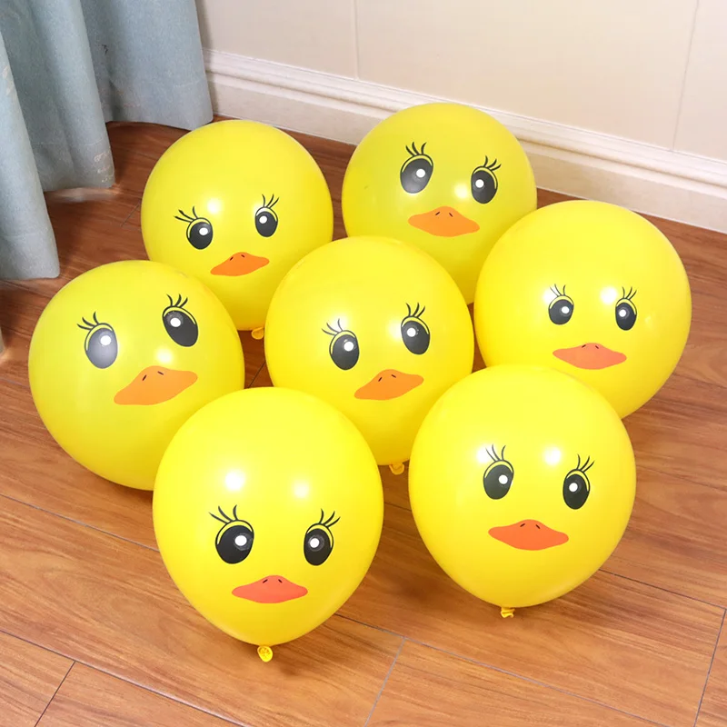 Duck 10 шт. милые латексные воздушные шары с большими глазами и улыбающимся лицом, украшение для дня рождения, надувные воздушные шары для детей, подарок - Цвет: Duck