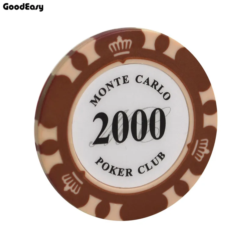 2000 10 шт./компл. разноцветные фишки 14 г казино Baccarat Crown Monte Carlo дизайн глиняная Покерная фишка внутренняя металлическая с отделкой стикер - Цвет: 2000