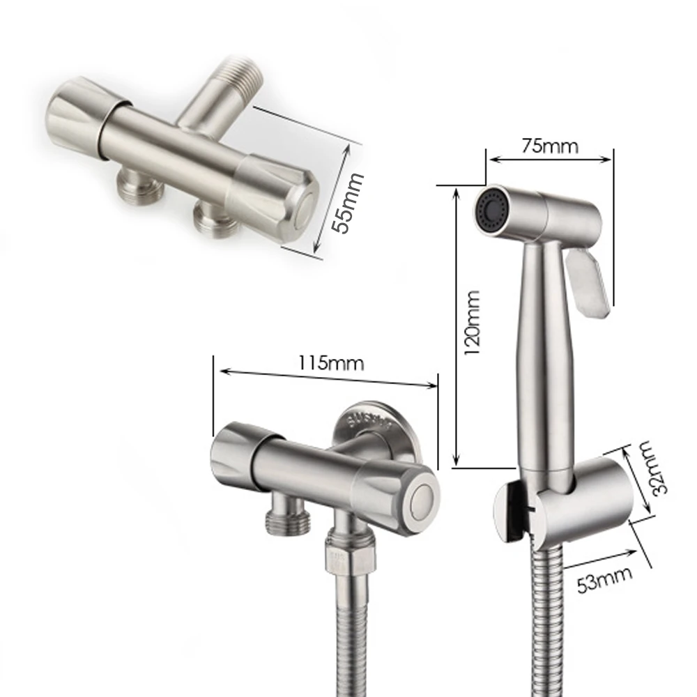 

Handheld Bidet Toilet Sprayer, Stainless Steel Bathroom Potty Bidet Sprayer Set Hygiene Baby Cloth Diaper Sprayer Cleaner