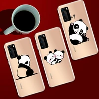 cute cartoon panda phone case transparent for huawei honor enjoy y v 9 7 8 10 20 30 40 se s e c lite pro plus 2019