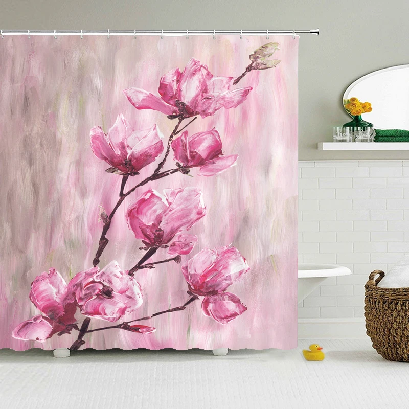3D Цветочный узор ванная комната занавеска для душа картина маслом цветок ванной
