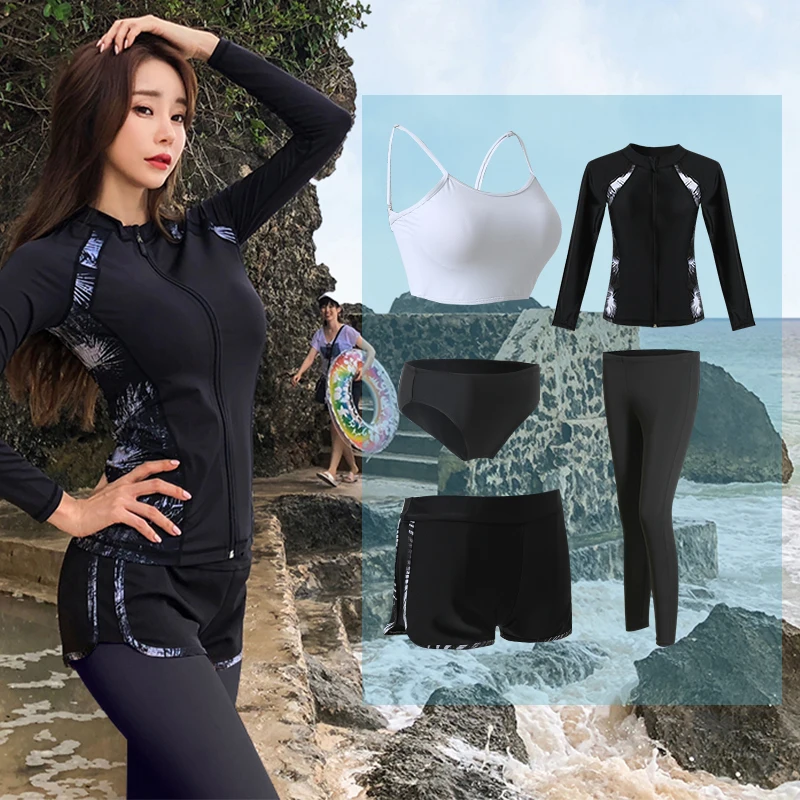 

Korean Diving Suit Zipper Split Long-Sleeved Long Trousers Swimsuit Sun Protection Quick-Drying Couple Men and Women Dive Skin