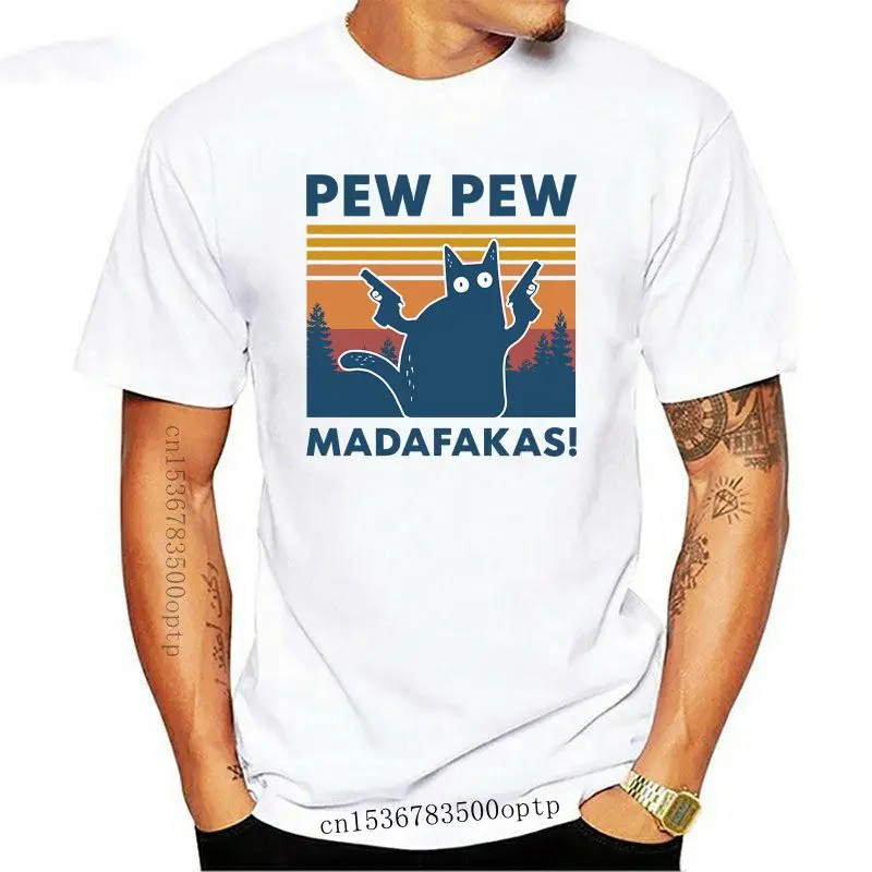 

Женская Винтажная Футболка Pew Madafakas, мягкая цветная хлопковая Футболка с забавным принтом кота и круглым вырезом, уличный подарок в стиле Ха...