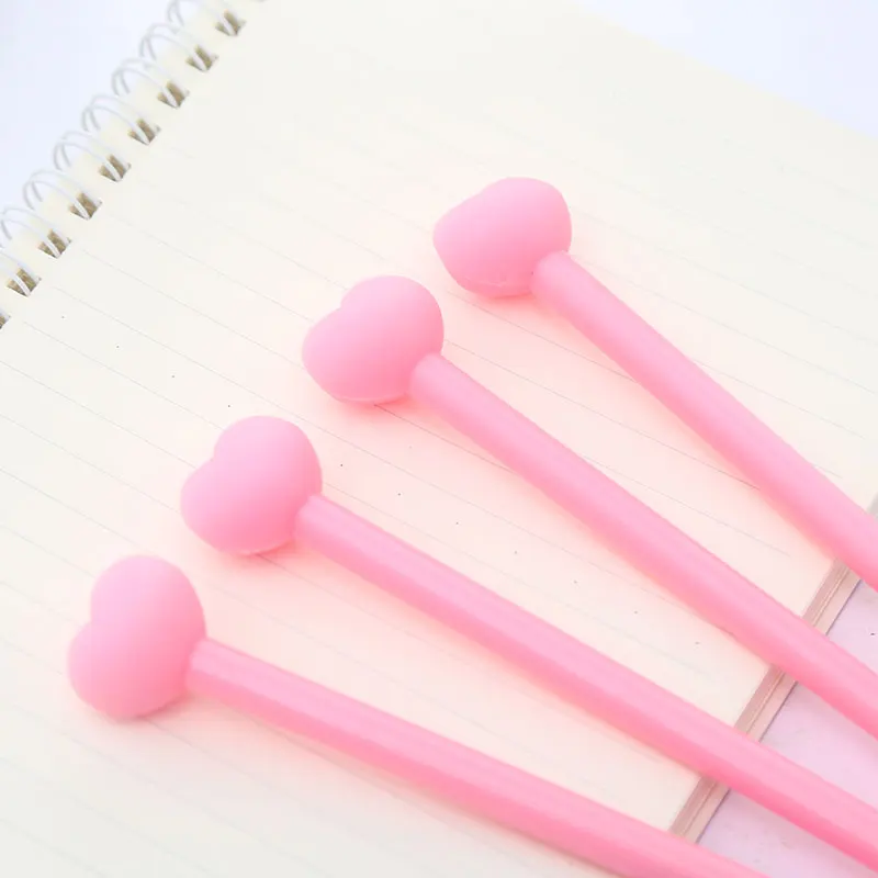 Korean Pink Heart Gel Pen Beautiful Kawaii Cute Fluffy Ballpoint Stationary For School Office Writing Supplies Stationery Thing |