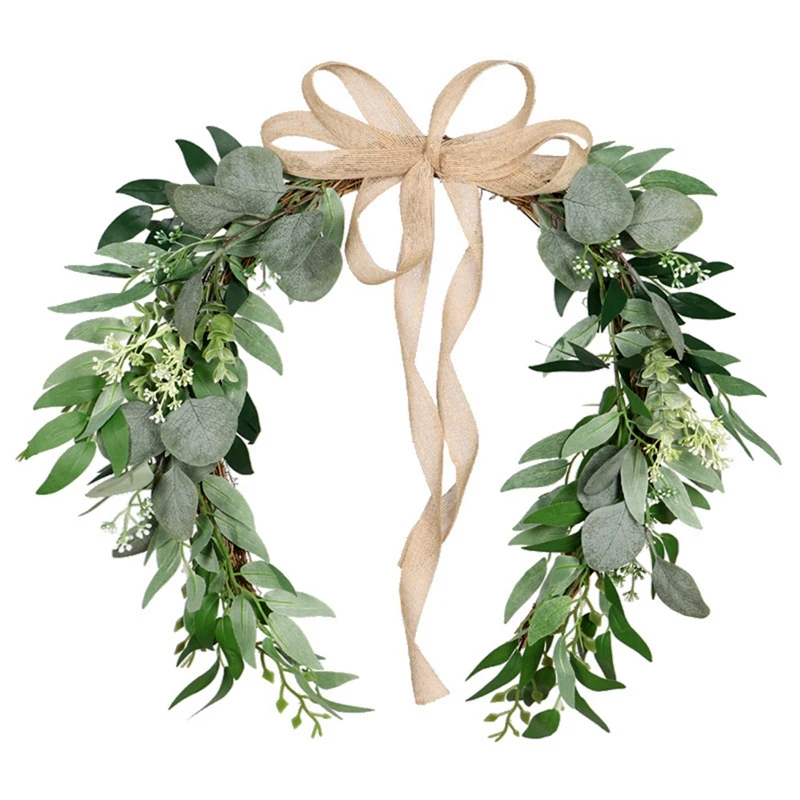 

Искусственный венок эвкалипта для входной двери, домашний фермерский висячий Свадебный настенный оконный Декор Вечерние