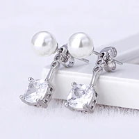 fashion pearl earrings 925 silver jewelry accessories with zircon gemstone drop earrings for women wedding party promise gifts
