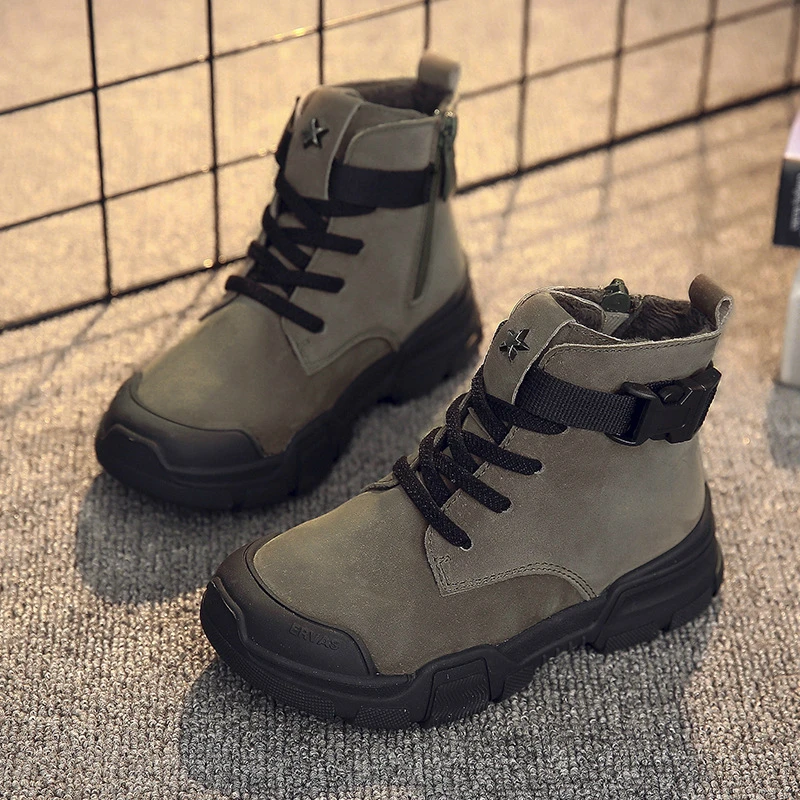 Новинка 2020 зимняя детская обувь ботинки Martin для мальчиков плюшевые Модные