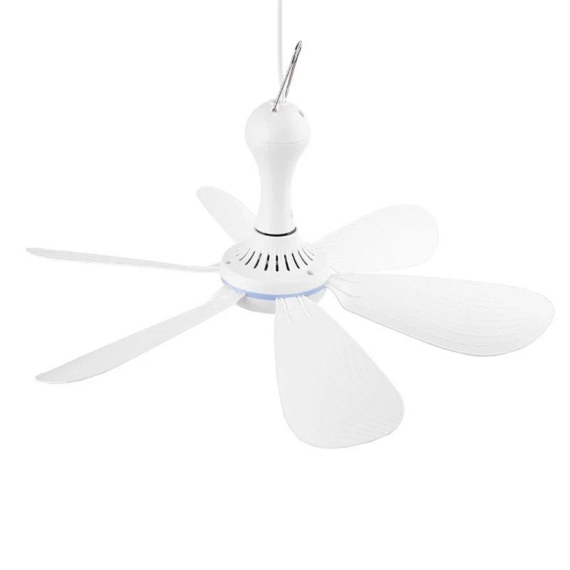 

Silent 6-blade USB powered ceiling fan with remote control# No control timing 4-speed hanging for camping bed dormito