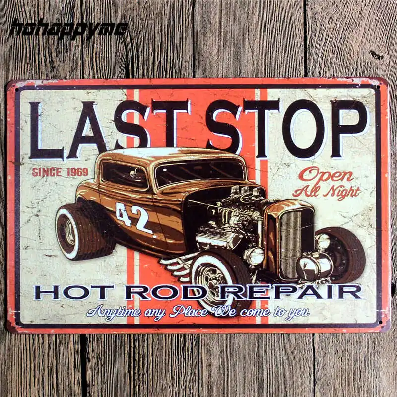 

Hot Rods Tin Sign Garage Vintage Metal Motel Furniture Decorative Car Plates Home Decor Metal Painting Wall Plaque 20*30 CM