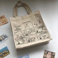 fashion cartoon snoopy printed canvas bag simple creative wild niche design sense student shoulder bag