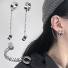 Серьги-Клипсы из нержавеющей стали в стиле панк для подростков женщин и мужчин, модные ушные манжеты, уличная крутая бижутерия, серебристая цепочка, зажим для ушей, 1 шт.