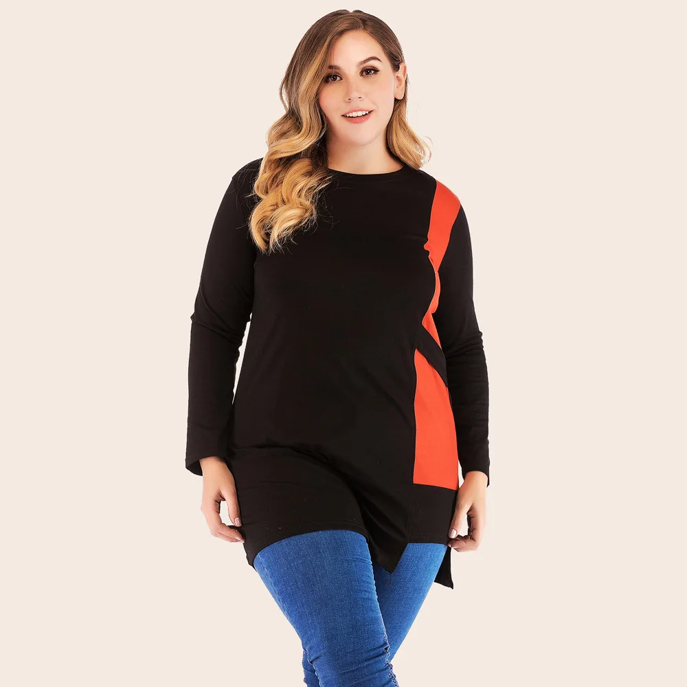 

Женская длинная Повседневная футболка, асимметричные топы в стиле пэчворк, модель TA475 на весну и осень