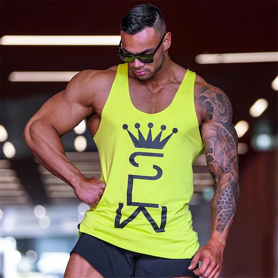Mens tank tops shirt gym tank top fitness clothing vest sleeveless cotton man canotte bodybuilding hombre man clothes wear