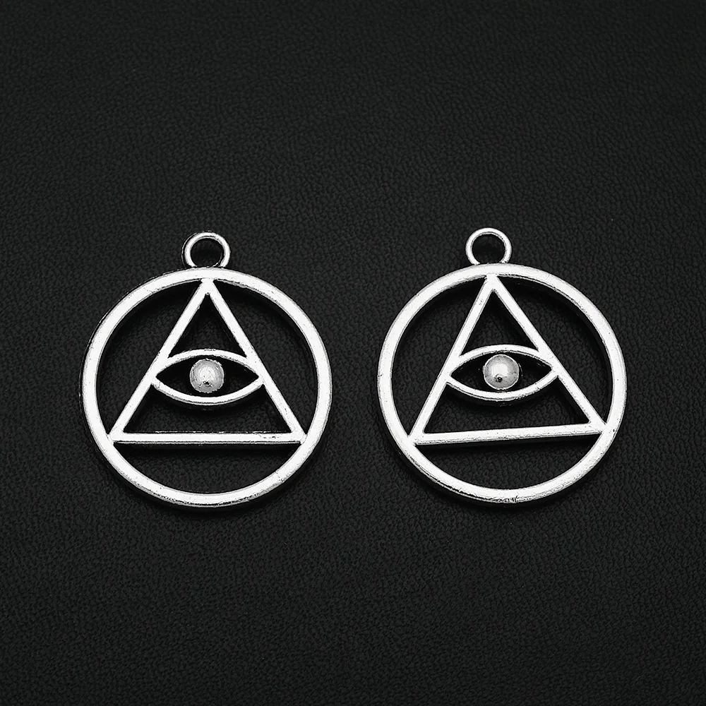 8pcs/Lots 28x32mm Antique Silver Plated Eye Horus Egyptian Triangle Charms Hollow Pendants For Diy Fashion Jewellery Finding - купить по