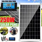 Комплект солнечных панелей 250 Вт 12В5В с двойным USB-выходом, моно солнечные элементы + контроллер 50A-100A для автомобиля, яхты, аккумулятора, лодки