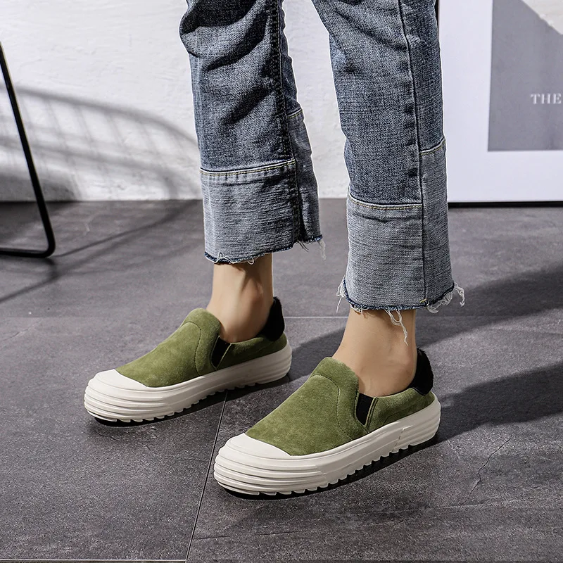 

SWYIVY genuine leathe sneakers shoes women flats loafers slip on lazy shoes autunn new 2021 spring student sneakers vulcanize