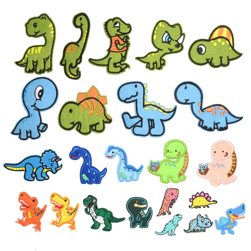 

23pcs Cartoon Dinosaur Embroidery Cloth Sticker Fashion Cute Baby Adhesive Patch Hat Clothes Jeans Ironing Sewing Badge Decor