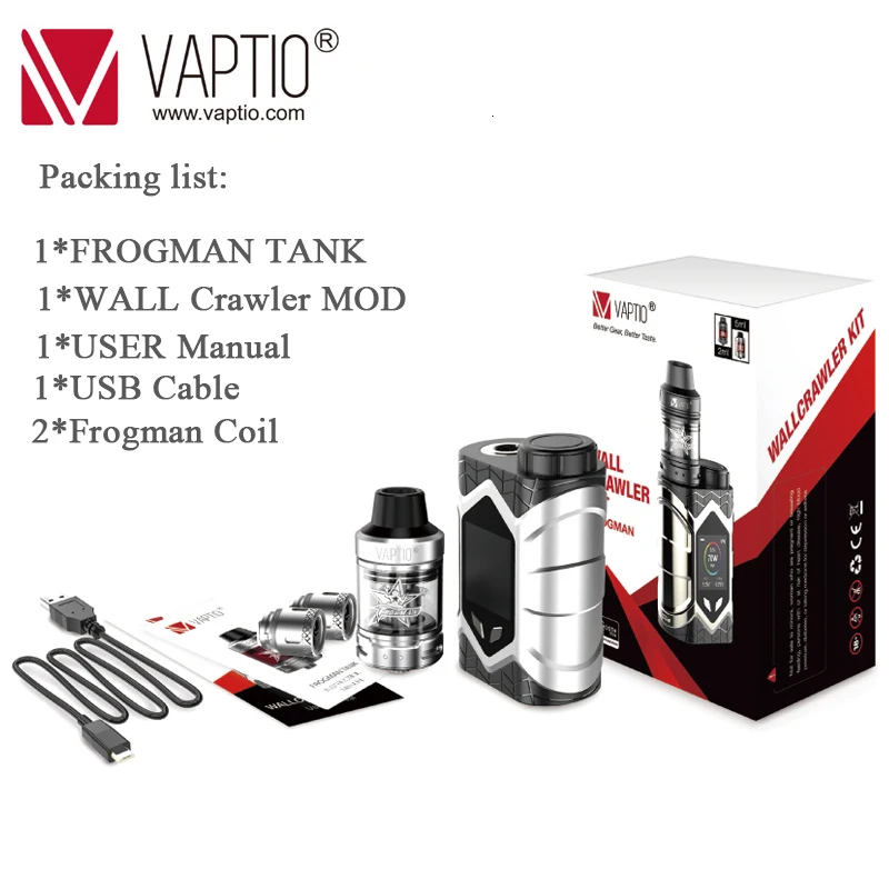 Комплект вейпа Vaptio Wall Crawler 80 Вт бокс мод 5 0 мл электронная сигарета аккумулятор 18650