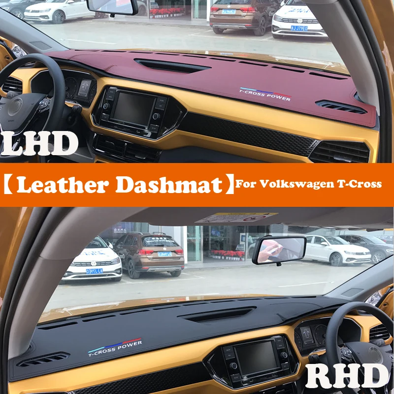 

Leather Dashboard Cover for Volkswagen, Automotive Dashboard Accessories, Style, for Vw T-cross Models 2019, 2020, 2021