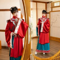 crossbody collar traditional han clothing large sleeve long shirt accessories cloud shoulder horse face skirt