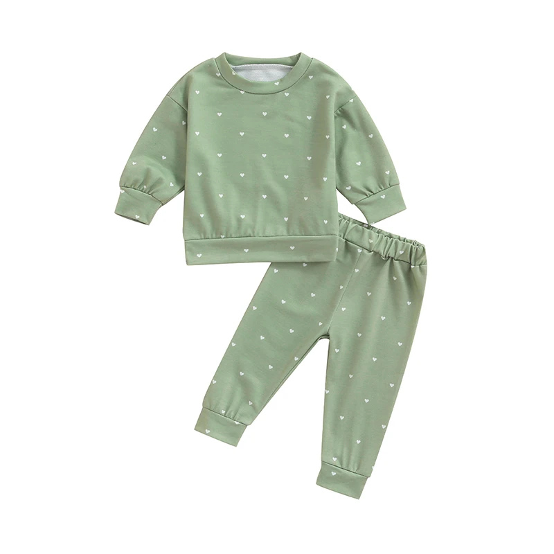 

Брючный костюм для маленьких мальчиков и девочек, топы с длинным рукавом и принтом Love на День святого Валентина