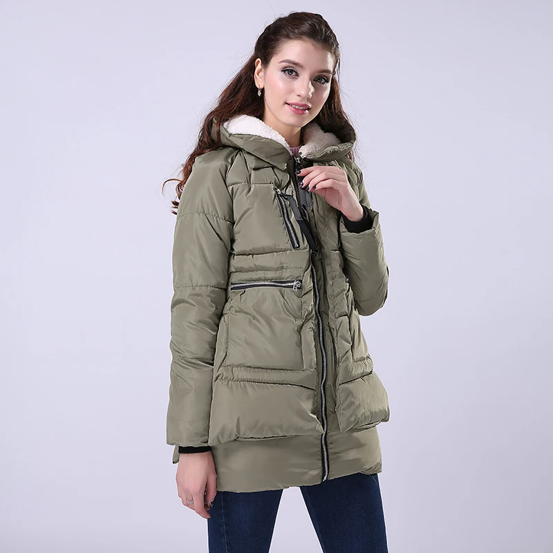 Женская парка с капюшоном FIONTO теплая длинная стеганая куртка размера плюс