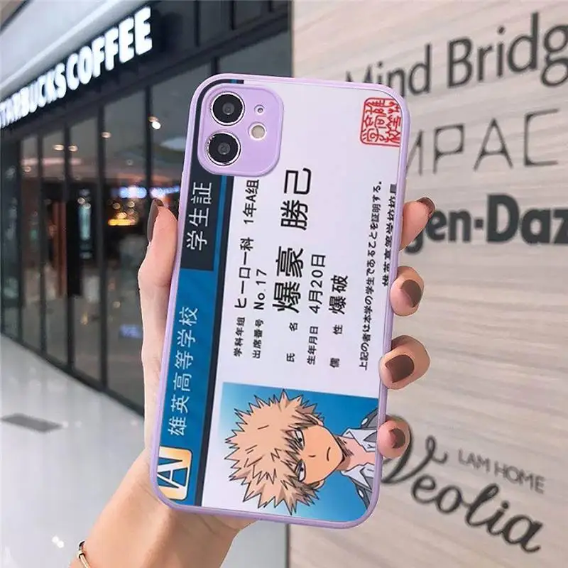 

my hero academia cartoon Phone Case Matte Transparent for iPhone 7 8 11 12 s mini pro X XS XR MAX Plus cover funda